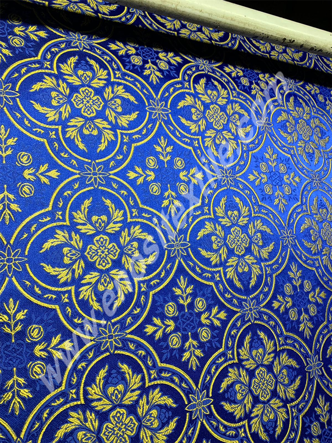 KL-058 Dark Blue-Gold Brocade Fabrics